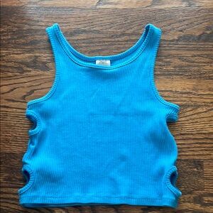 Zara Bright Blue Ribbed Top